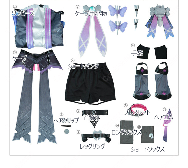 原神 プルーネ コスプレ衣装 ドレス・ケープ・装飾小物を揃えた12点セット XS~XXL 撮影・イベント向け-15