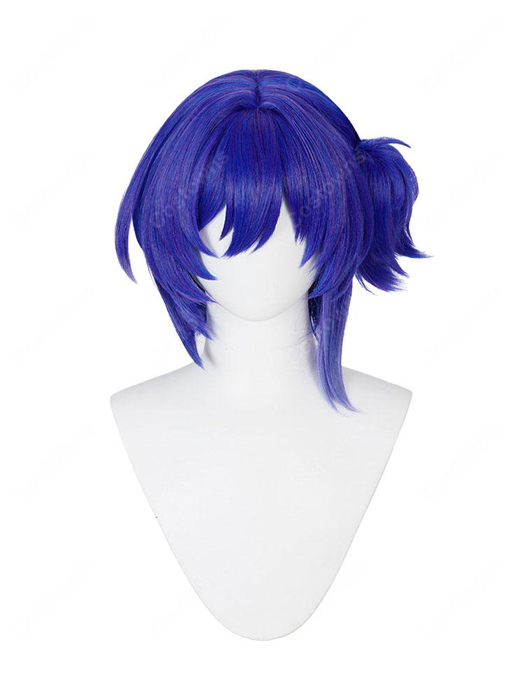 原神 プルーネ コスプレウィッグ 青紫のショートボブ ウィッグネット付き キャラクター再現・イベント撮影向け-2