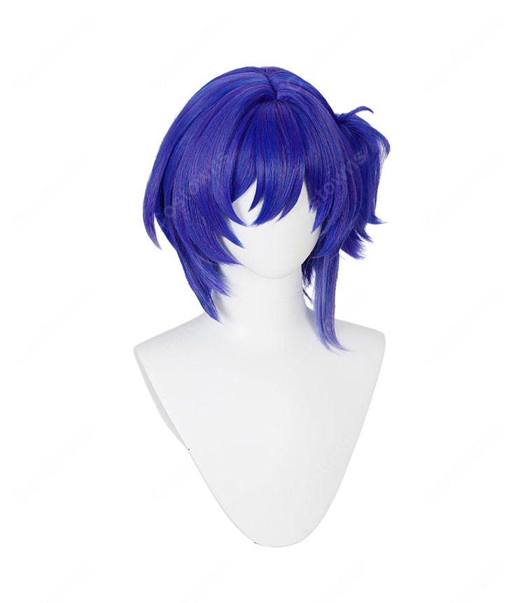 原神 プルーネ コスプレウィッグ 青紫のショートボブ ウィッグネット付き キャラクター再現・イベント撮影向け-4