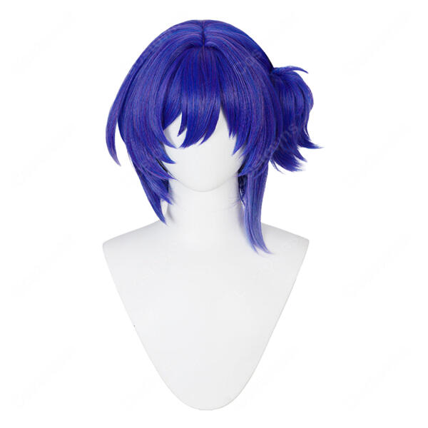 原神 プルーネ コスプレウィッグ 青紫のショートボブ ウィッグネット付き キャラクター再現・イベント撮影向け元の画像