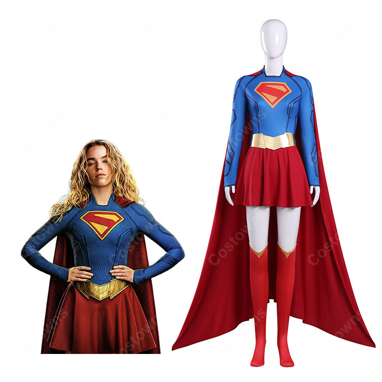 SUPERGIRL/スーパーガール カーラ・ゾー=エル コスプレ衣装 ワンピース・ケープ付き4点セット XS~XXXL-1