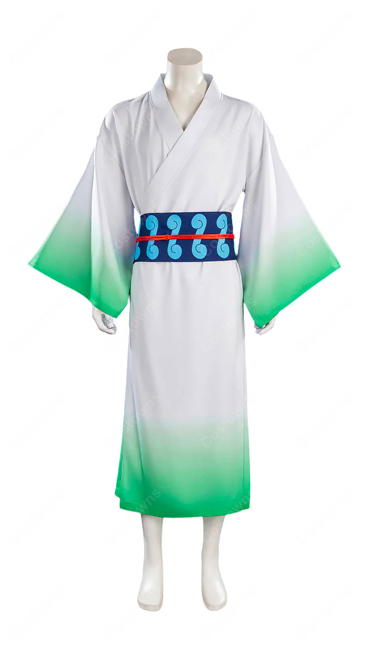 MONSTERS 一百三情飛龍侍極 リューマ コスプレ衣装 白×グリーンの和装 帯付き-2