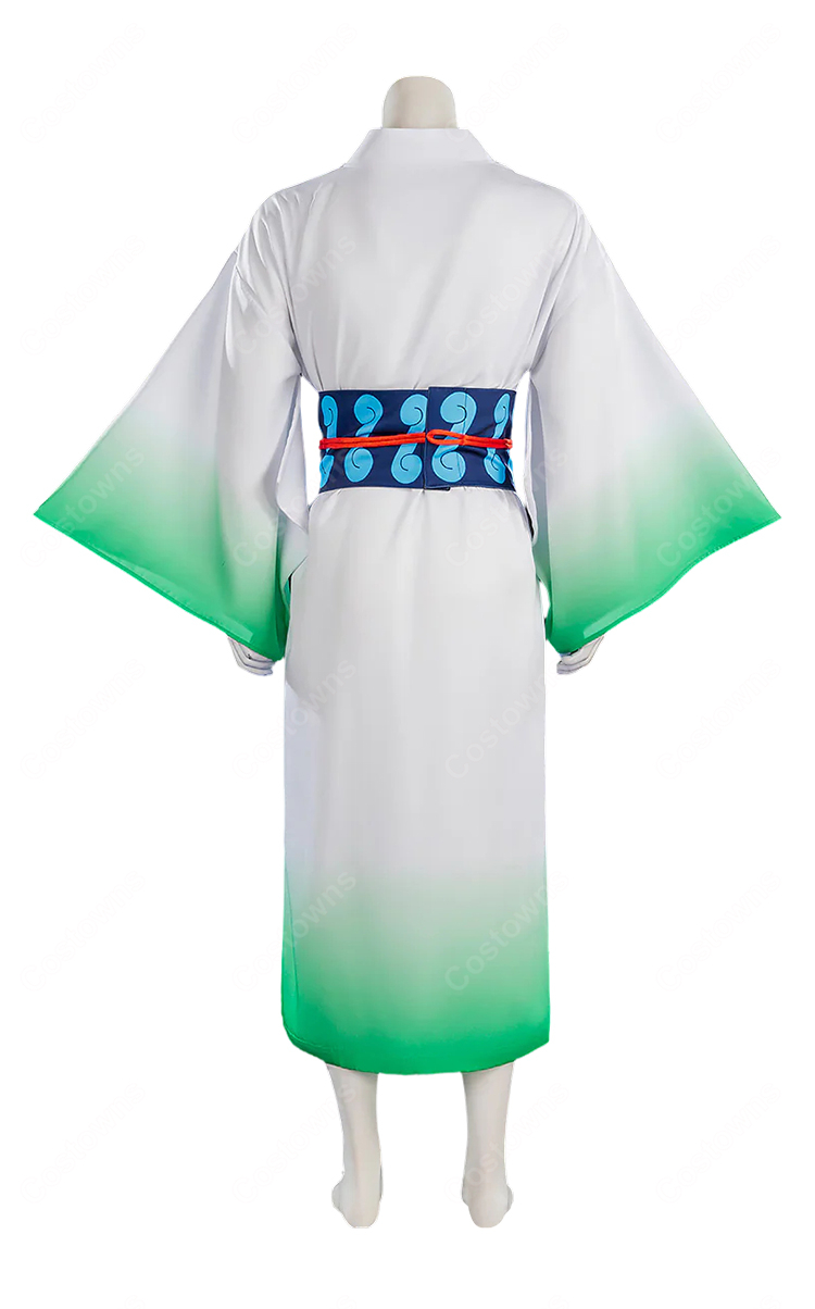 MONSTERS 一百三情飛龍侍極 リューマ コスプレ衣装 白×グリーンの和装 帯付き-4