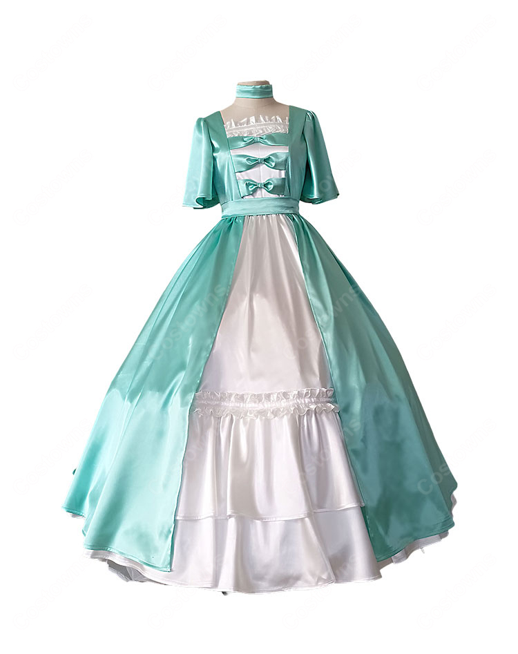 葬送のフリーレン フリーレン ドレスVer. コスプレ衣装 ミントグリーンロングドレス パニエ付き-2