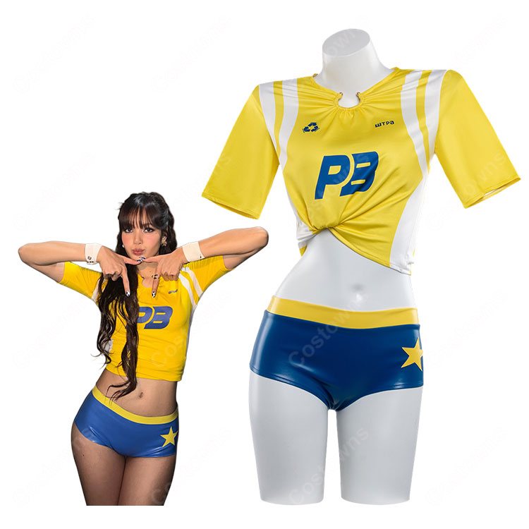 BLACKPINK LISA FIFAワールドカップ2026「Goals」MVダンス衣装 コスプレ衣装 トップス・ショートパンツセット-1