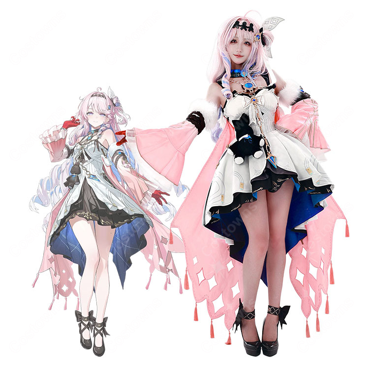 鳴潮 ダーニャ コスプレ衣装 通常衣装Ver. ピンクのロングトレーン ネックレス・手袋・小物付き イベント撮影向け-1