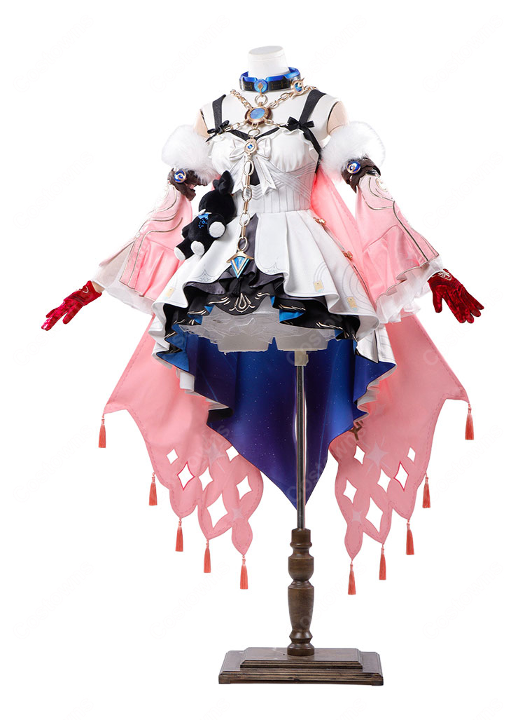鳴潮 ダーニャ コスプレ衣装 通常衣装Ver. ピンクのロングトレーン ネックレス・手袋・小物付き イベント撮影向け-4