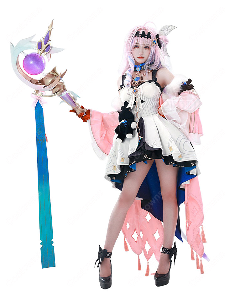 鳴潮 ダーニャ コスプレ衣装 通常衣装Ver. ピンクのロングトレーン ネックレス・手袋・小物付き イベント撮影向け-3