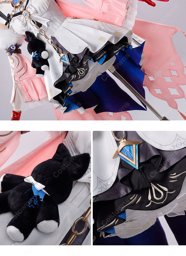 鳴潮 ダーニャ コスプレ衣装 通常衣装Ver. ピンクのロングトレーン ネックレス・手袋・小物付き イベント撮影向け-8