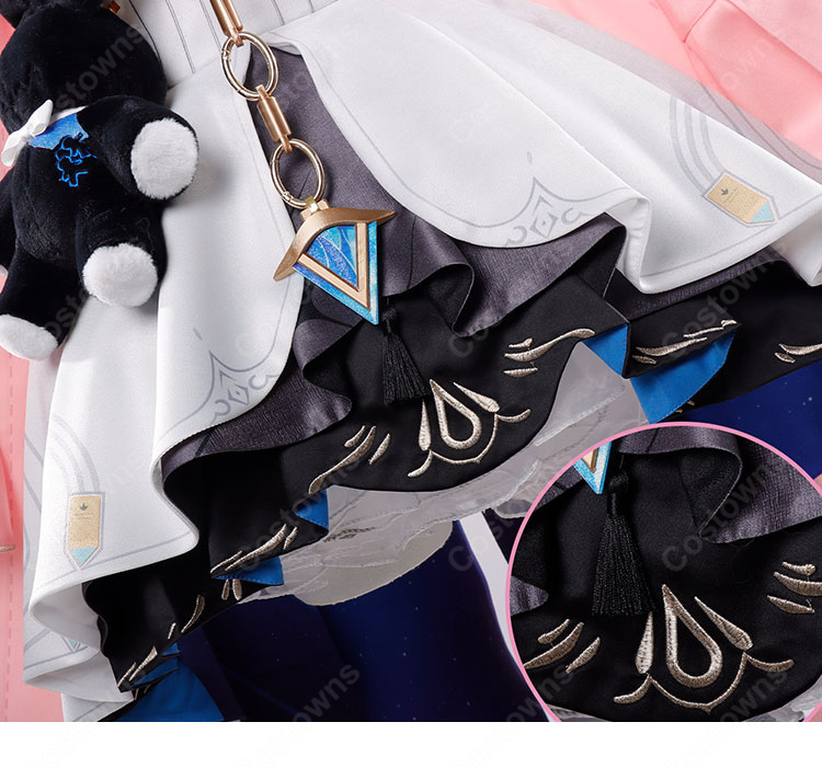 鳴潮 ダーニャ コスプレ衣装 通常衣装Ver. ピンクのロングトレーン ネックレス・手袋・小物付き イベント撮影向け-9