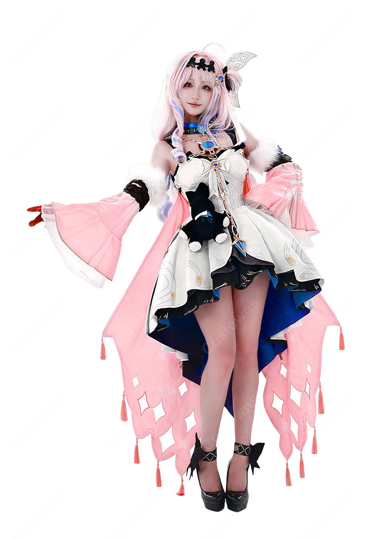 鳴潮 ダーニャ コスプレ衣装 通常衣装Ver. ピンクのロングトレーン ネックレス・手袋・小物付き イベント撮影向け-2