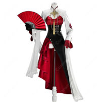 鳴潮 長離 綺夢幻影Ver. コスプレ衣装 白・赤・黒のチャイナ風ロングドレス 帽子・コルセットベルト・手袋付き 撮影向け(鳴潮 コスプレ衣装)