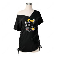 hololive 白上フブキ 新衣装 部屋着Tシャツ コスプレ衣装 黒Vネック カジュアル撮影向け(ホロライブ（hololive） コスプレ衣装)