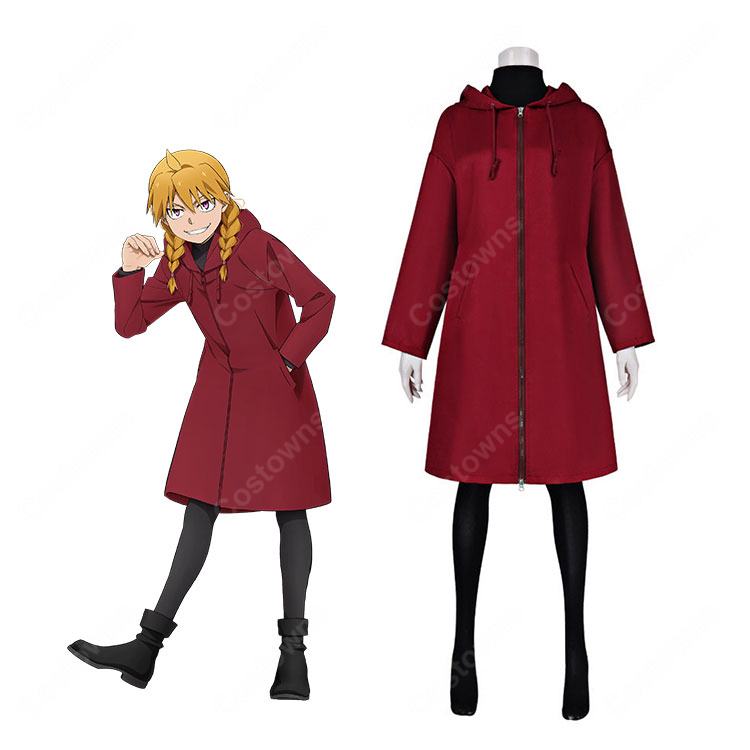 黄泉のツガイ ガブちゃん コスプレ衣装 赤いフード付きコート インナー＆タイツ付き イベント撮影向け-1