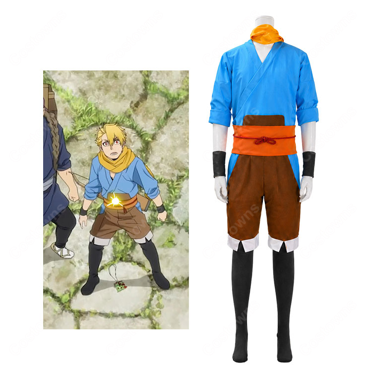 黄泉のツガイ ユル コスプレ衣装 青い上着＆黄色マフラー付き 和風セット イベント撮影向け-1