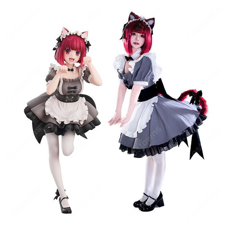 【推しの子】有馬かな 猫メイドver. コスプレ衣装 ヘアアクセ・エプロン付き 可愛いメイドスタイル 撮影向け-1
