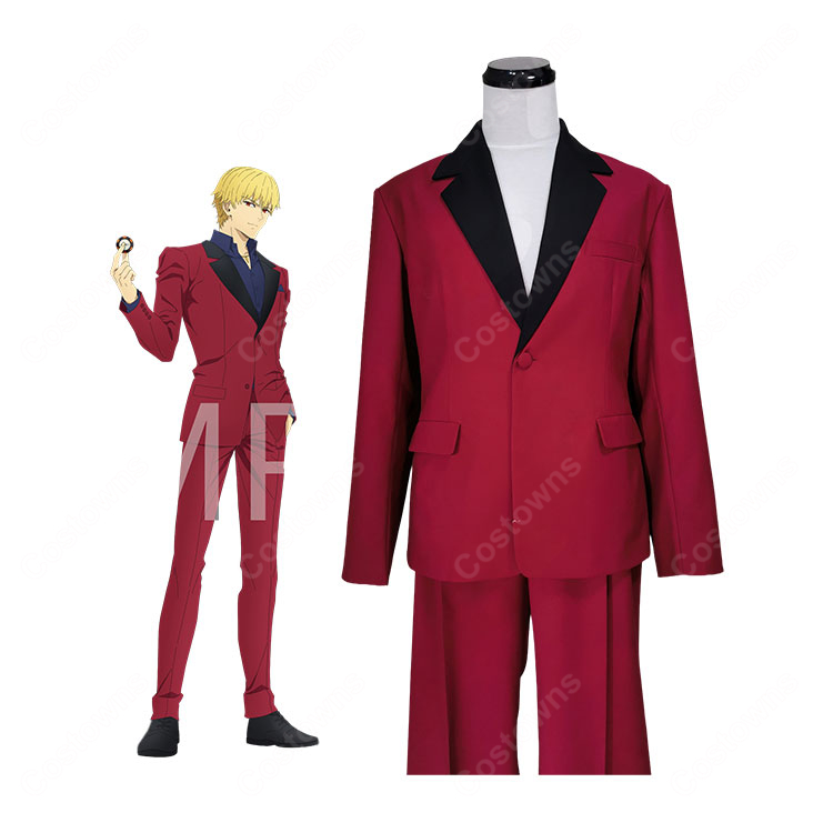 Fate/strange Fake ギルガメッシュ コスプレ衣装 赤スーツ ジャケット・パンツセット-1