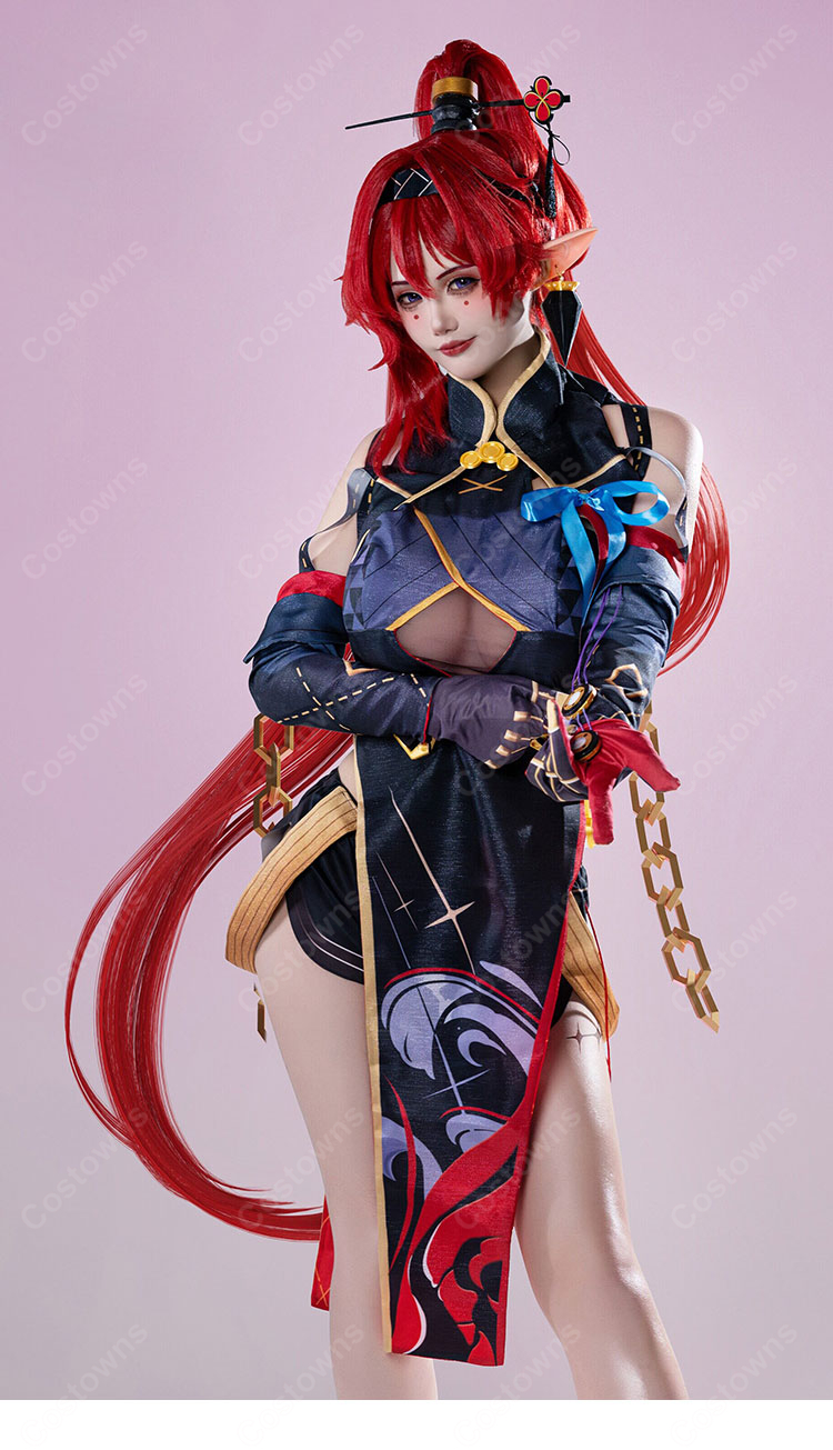 鳴潮 吟霖 コスプレ衣装 ワンピース・ベスト・髪飾り付き 撮影イベント向け-3