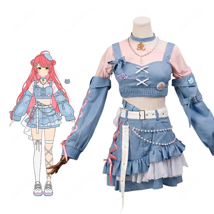 hololive さくらみこ miCometブランド 第二弾衣装 コスプレ衣装 ブルーセット S~XXL対応-1