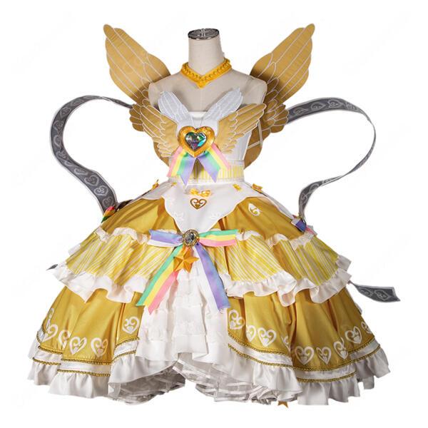 プリパラ 真中らぁら 神ドレスコーデ コスプレ衣装 王冠・羽根付き 豪華ステージ衣装 イベント撮影向け元の画像
