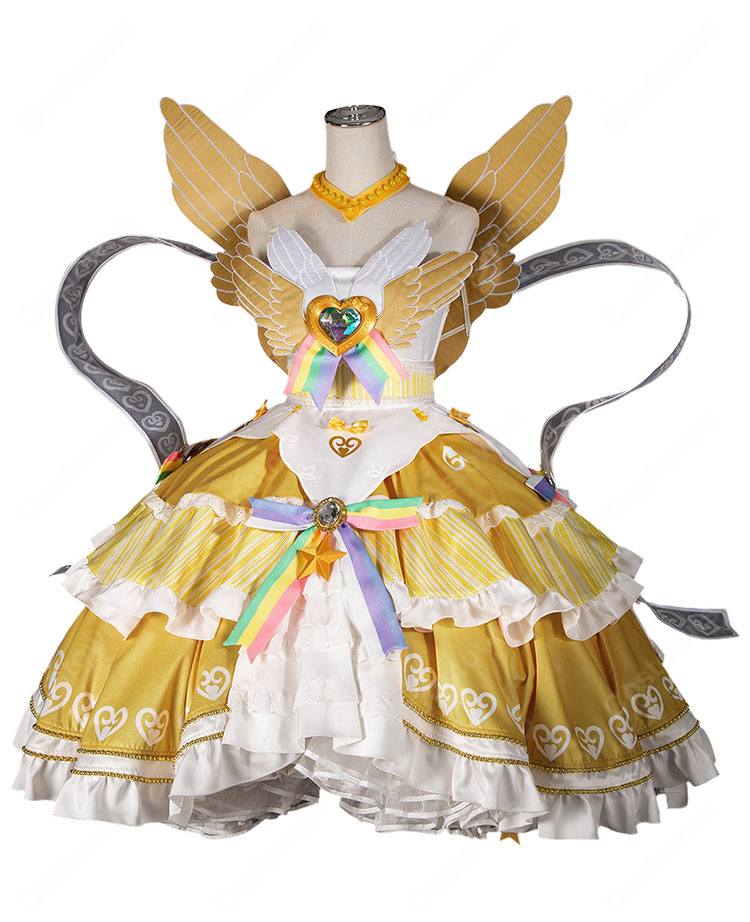 プリパラ 真中らぁら 神ドレスコーデ コスプレ衣装 王冠・羽根付き 豪華ステージ衣装 イベント撮影向け-2