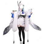 勝利の女神:NIKKE シラツル コスプレ衣装 白×ブルーのファーショール付き デフォルト衣装
