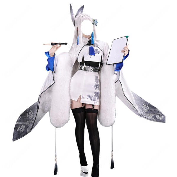 勝利の女神:NIKKE シラツル コスプレ衣装 白×ブルーのファーショール付き デフォルト衣装元の画像