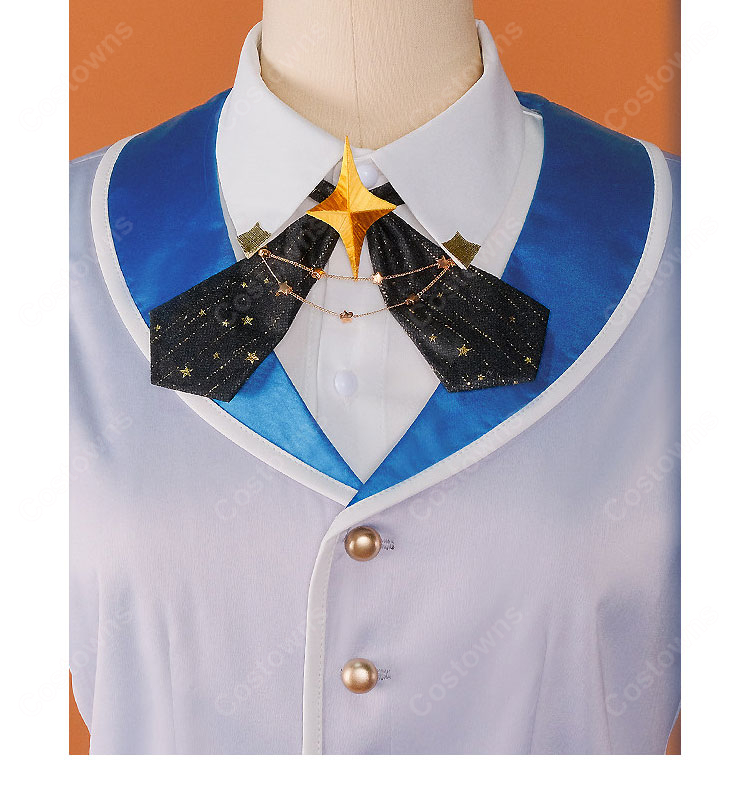 プロジェクトセカイ KAITO アトラクティブコート コスプレ衣装 白×ブルーの華やかコートセット イベント撮影向け-14
