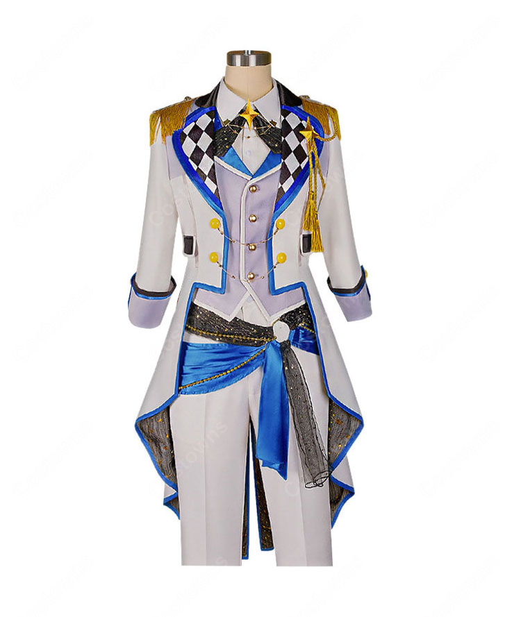 プロジェクトセカイ KAITO アトラクティブコート コスプレ衣装 白×ブルーの華やかコートセット イベント撮影向け-2