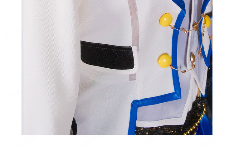 プロジェクトセカイ KAITO アトラクティブコート コスプレ衣装 白×ブルーの華やかコートセット イベント撮影向け-10