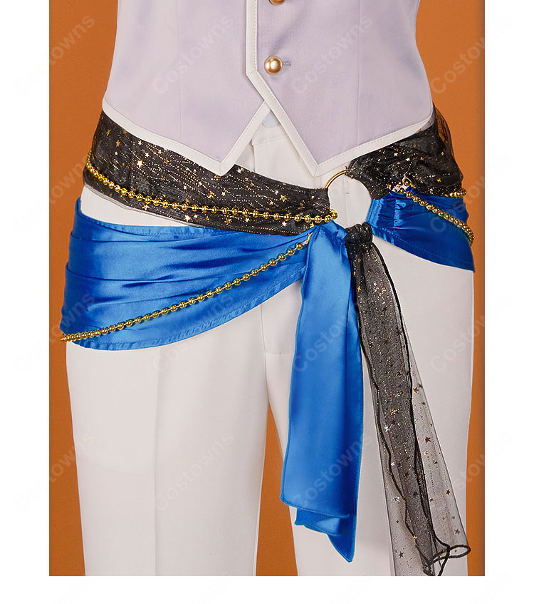 プロジェクトセカイ KAITO アトラクティブコート コスプレ衣装 白×ブルーの華やかコートセット イベント撮影向け-12