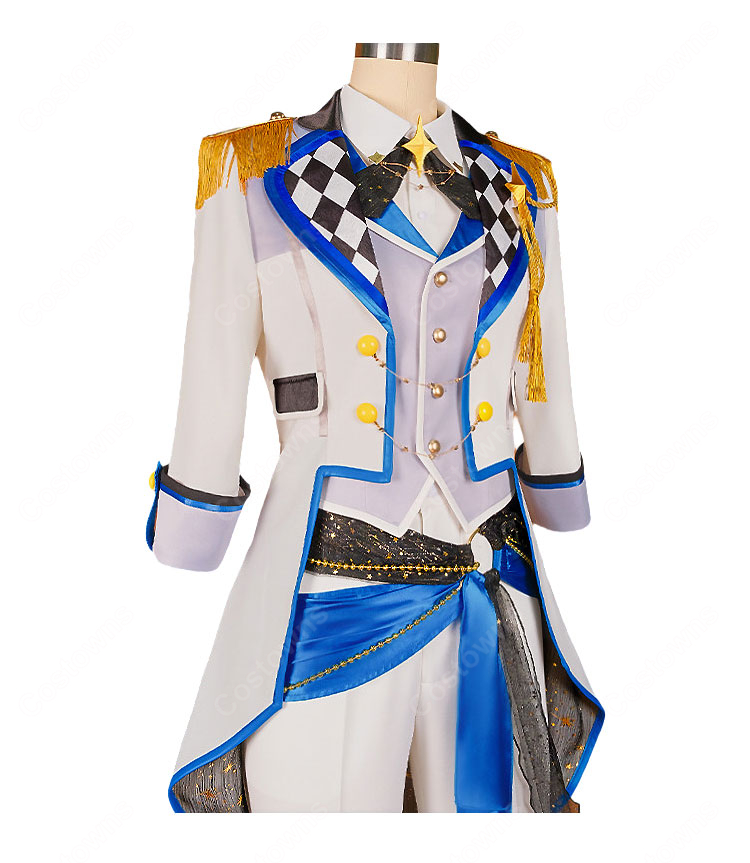 プロジェクトセカイ KAITO アトラクティブコート コスプレ衣装 白×ブルーの華やかコートセット イベント撮影向け-3