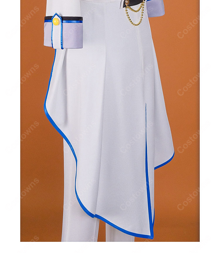 プロジェクトセカイ KAITO アトラクティブコート コスプレ衣装 白×ブルーの華やかコートセット イベント撮影向け-11