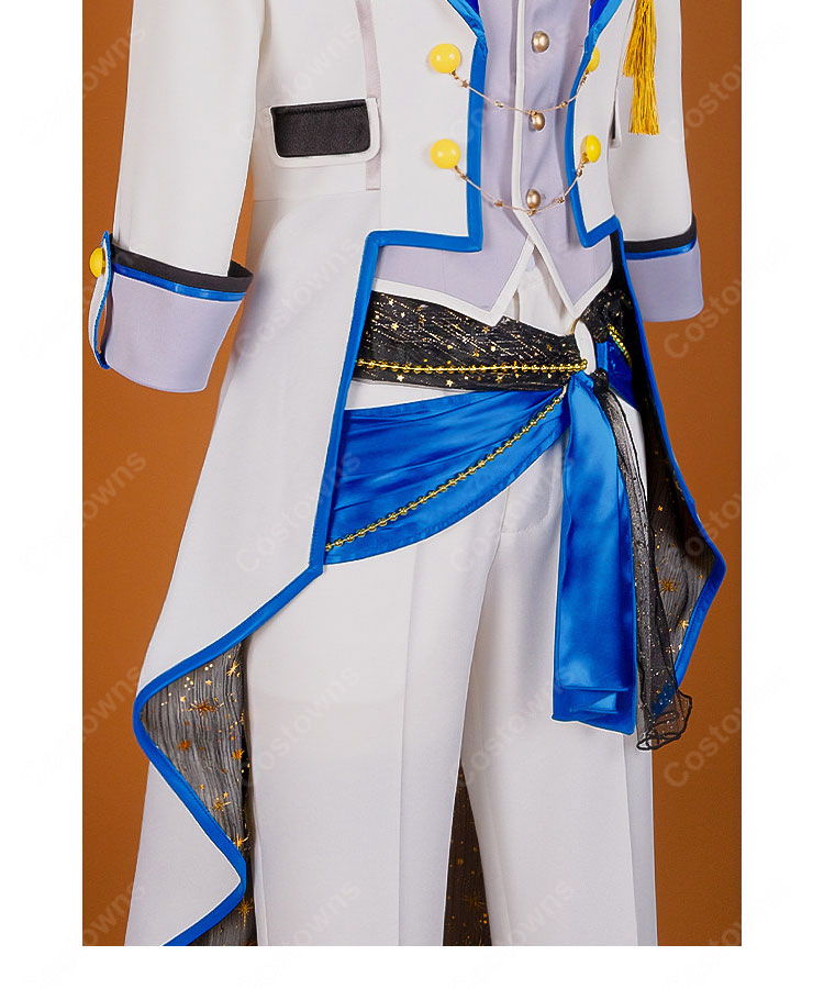 プロジェクトセカイ KAITO アトラクティブコート コスプレ衣装 白×ブルーの華やかコートセット イベント撮影向け-7