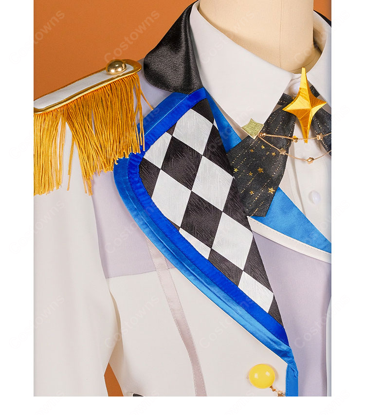 プロジェクトセカイ KAITO アトラクティブコート コスプレ衣装 白×ブルーの華やかコートセット イベント撮影向け-8