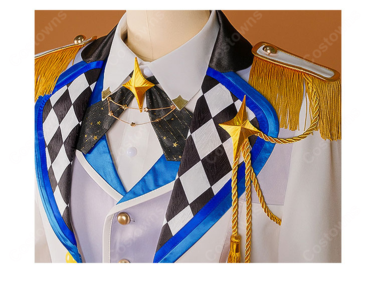 プロジェクトセカイ KAITO アトラクティブコート コスプレ衣装 白×ブルーの華やかコートセット イベント撮影向け-5