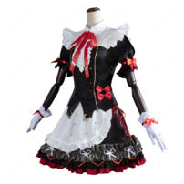 鳴潮 朽葉千咲 墜夢奇境 コスプレ衣装 メイド風フリルセット ブラック×レッド 小物付き イベント撮影向け(202×202)