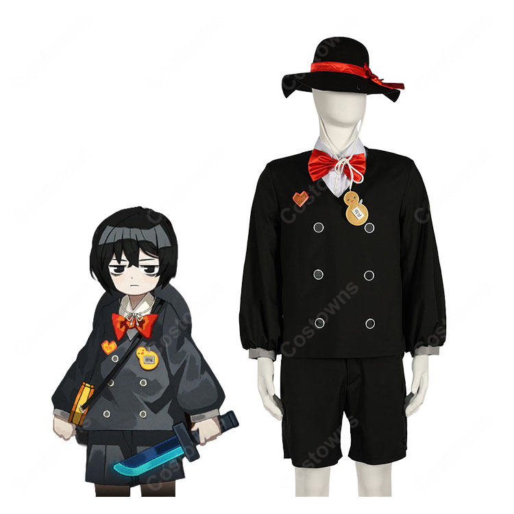 Limbus Company とある春の夜の夢3 囚園児 イサン コスプレ衣装 帽子・胸飾り付きブラック園児風セット-1