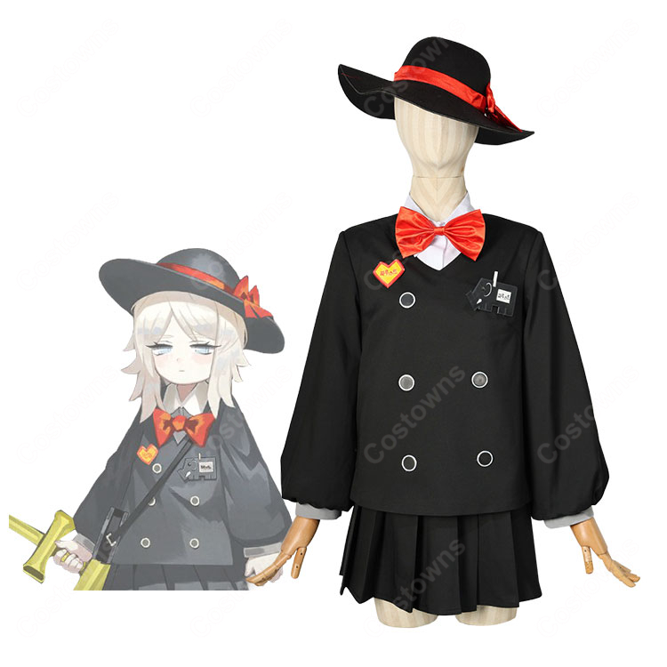 Limbus Company とある春の夜の夢3 囚園児 ファウスト コスプレ衣装 黒の園児風セット 帽子・胸飾り付き COSTOWNS-1
