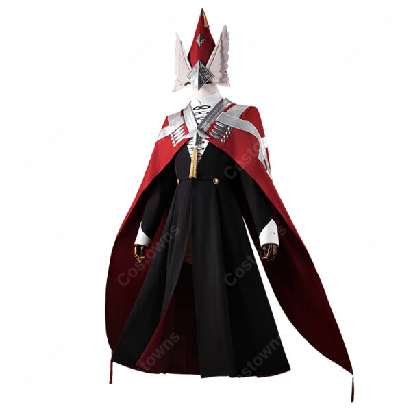 とんがり帽子のアトリエ イースヒース コスプレ衣装 魔警団副団長 赤黒ロングケープ・帽子・小道具付きセット元の画像