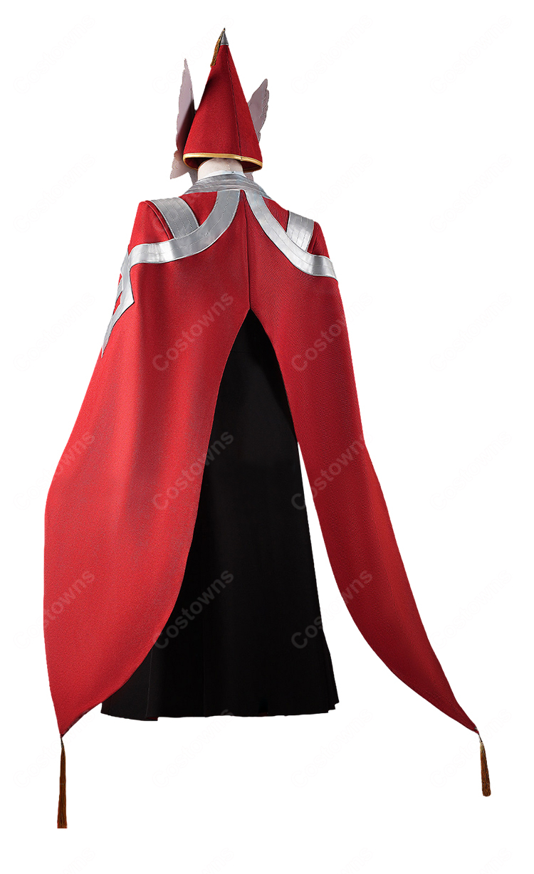 とんがり帽子のアトリエ イースヒース コスプレ衣装 魔警団副団長 赤黒ロングケープ・帽子・小道具付きセット-3
