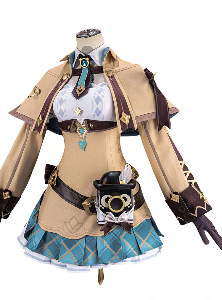 原神 シャルロット「ハーロック変奏曲」コスプレ衣装 新コスチュームVer. 帽子・ケープ・カメラ風装飾付き-2