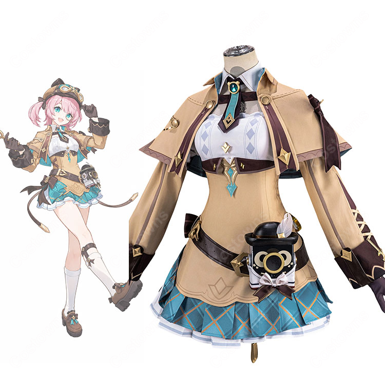 原神 シャルロット「ハーロック変奏曲」コスプレ衣装 新コスチュームVer. 帽子・ケープ・カメラ風装飾付き-1