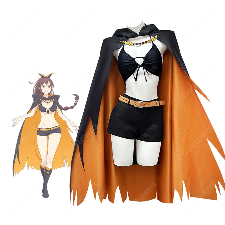 Re:ゼロから始める異世界生活 4th season シャウラ コスプレ衣装 黒×オレンジマント・カチューシャ付き-1