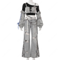 hololive ホロライブ 星街すいせい miCometブランド第二弾衣装 コスプレ衣装 デニム6点セット(202×202)