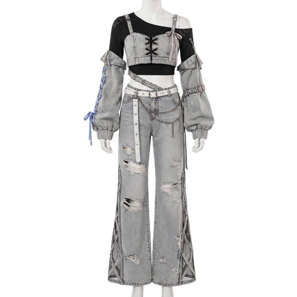 hololive ホロライブ 星街すいせい miCometブランド第二弾衣装 コスプレ衣装 デニム6点セット元の画像