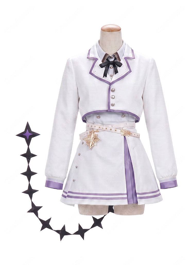 ホロライブ ラプラス・ダークネス ねぽっくす！キービジュアル衣装 コスプレ衣装 ホワイト×パープル7点セット-2