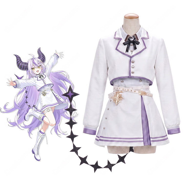 ホロライブ ラプラス・ダークネス ねぽっくす！キービジュアル衣装 コスプレ衣装 ホワイト×パープル7点セット-1