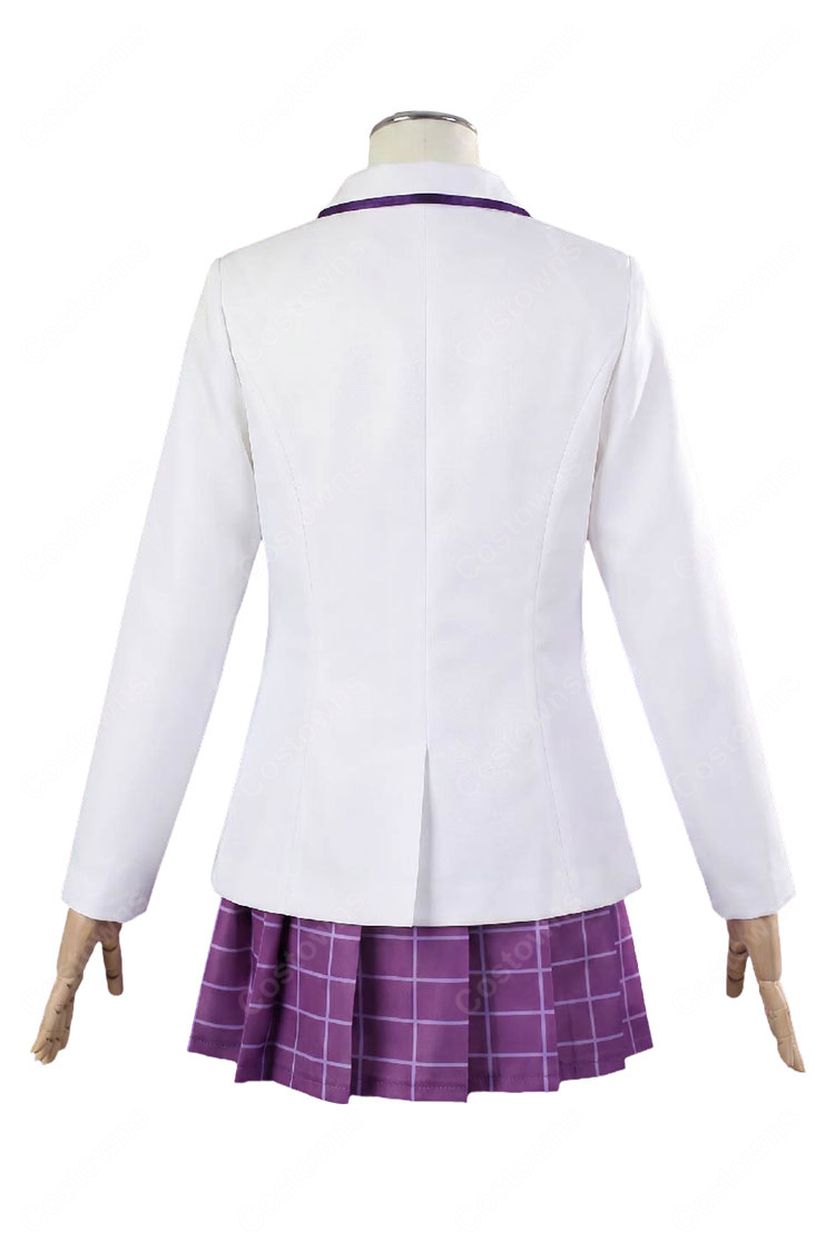 ハイキュー!! 私立白鳥沢学園高校 女子制服 コスプレ衣装 白ジャケット&紫チェック柄スカート3点セット S~XXL-4