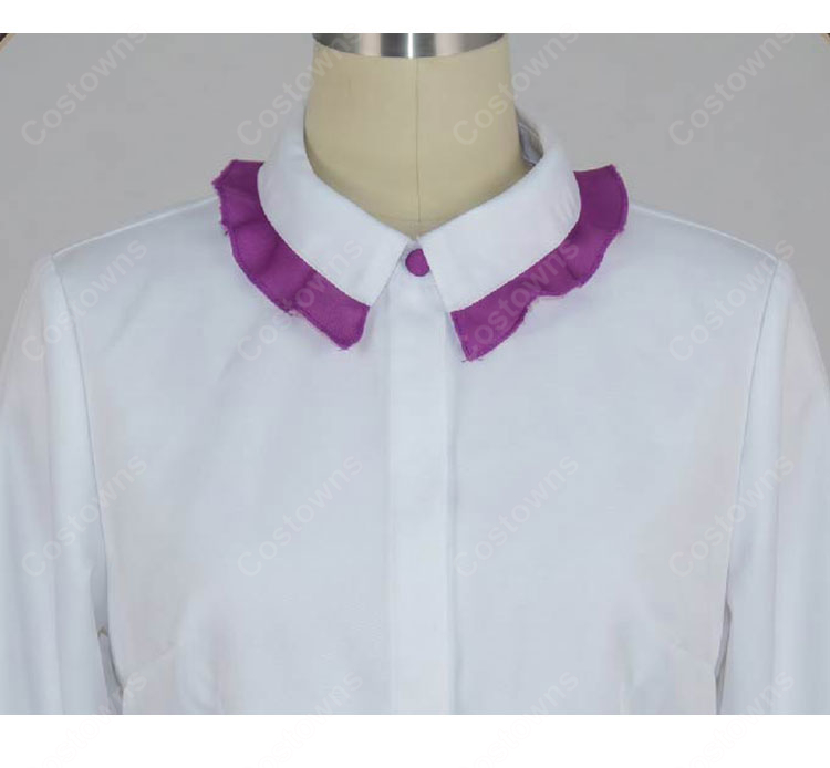 東方Project 姫海棠はたて 制服 コスプレ衣装 紫×黒チェック柄スカート&髪飾り付き4点セット-5